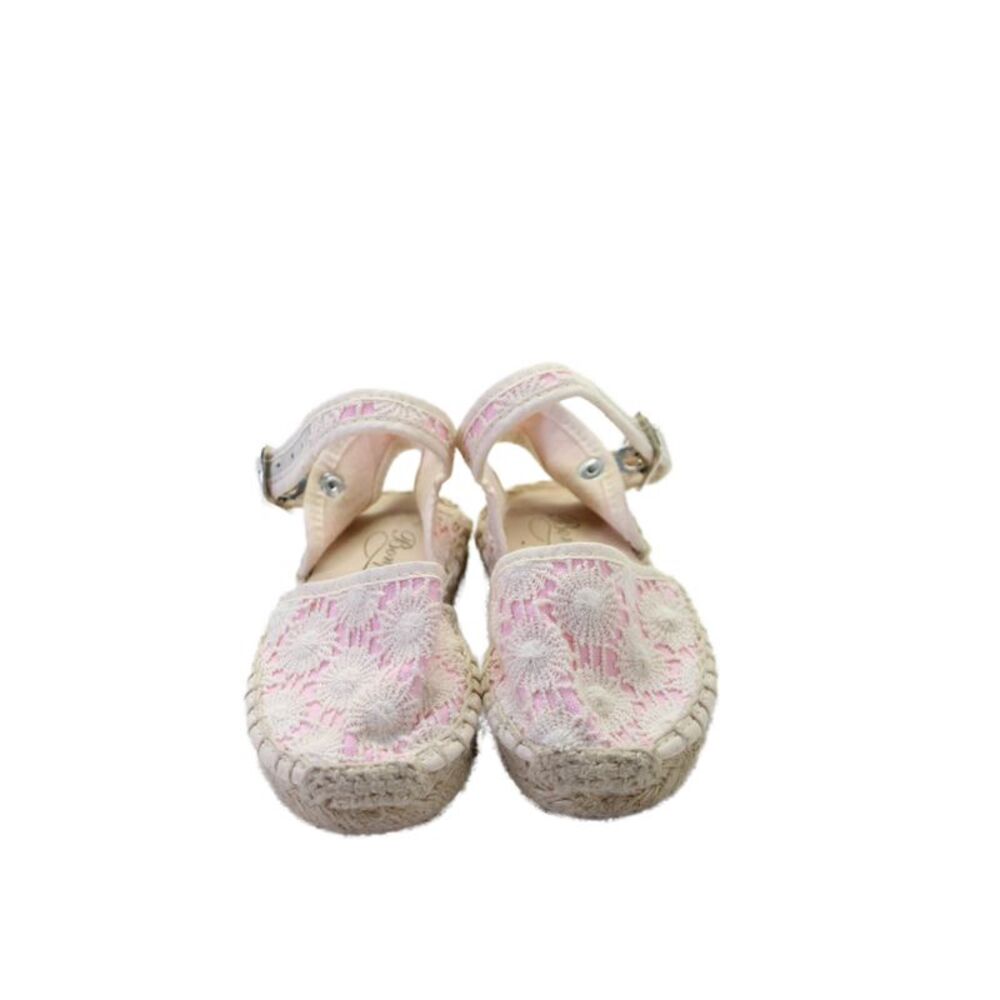 Bonpoint Blumarine Girls Espadrilles Glitter Sandals White Pink Size 23 Lot 3